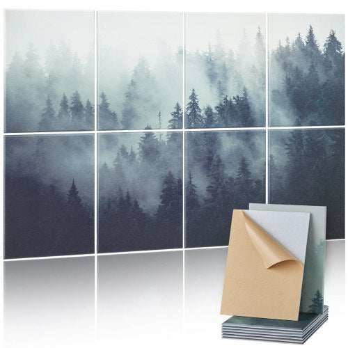 8 Pack Art Acoustic Panels, 63 x 23.62 x 0.4 inch Soundproof Wall Tiles, Self Adhesive Decorative Sound Dampening Absorbing Boards for Home, Office, Studio, Gaming Room,Theater,Forest