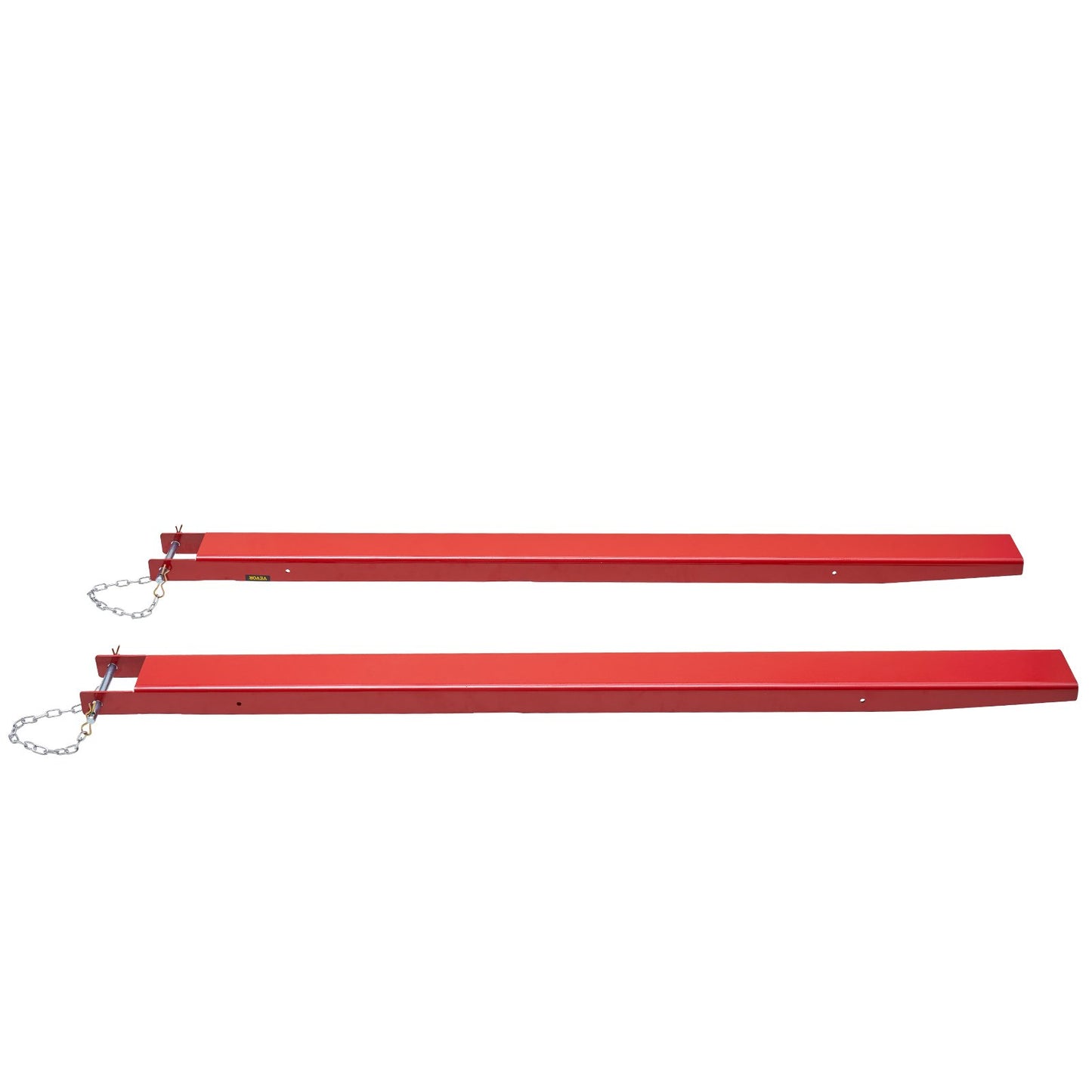 Pallgaffelförlängningar, 1840 mm längd 115 mm bredd, kraftiga gaffelförlängningar i kolstål för gaffeltruckar, 1 par gaffeltruckförlängningar med stift, gaffeltruckfästen för gaffeltruckar, röd