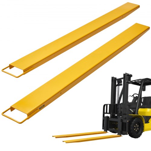 Pallgaffelförlängningar, 1820 mm längd 115 mm bredd, Kraftiga gaffelförlängningar i kolstål för gaffeltruckar, 1 par gaffeltruckförlängningar, Industriella gaffeltrucksfästen för gaffeltruckar, Gul