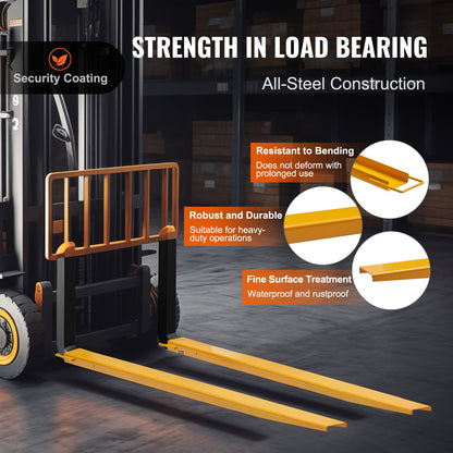 Pallet Fork Extensions, 84" Length 4.5" Width, Heavy Duty Carbon Steel Fork Extensions for Forklifts, 1 Pair Forklift Extensions, Industrial Forklift Fork Attachments for Forklift Truck, Yellow