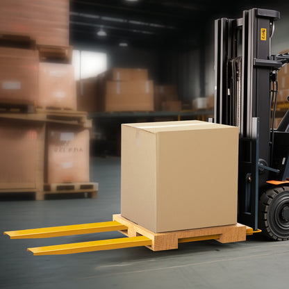 Pallgaffelförlängningar, 96" längd, 5,5" bredd, kraftiga gaffelförlängningar i kolstål för gaffeltruckar, 1 par gaffeltruckförlängningar, industriella gaffeltrucksfästen för gaffeltruckar, gul