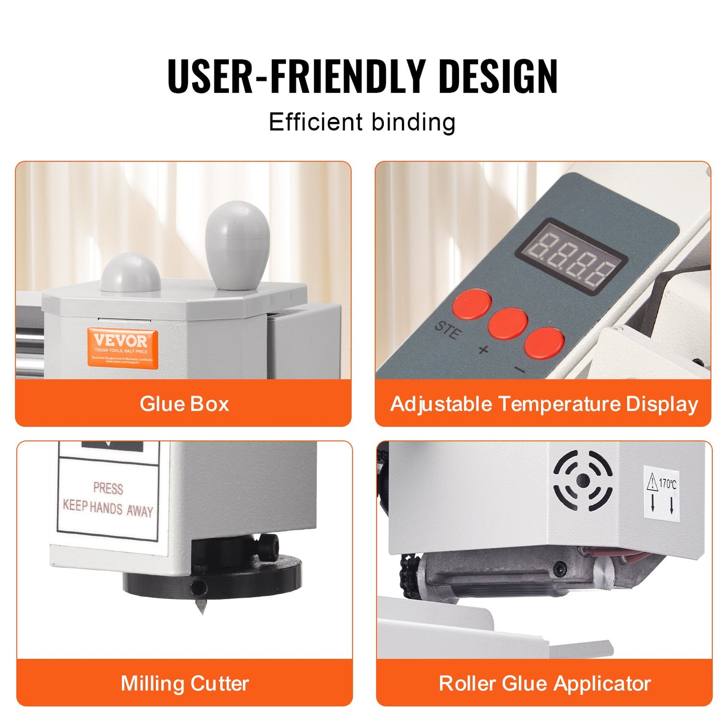 Thermal Binding Machine, 400 Sheets Capacity Hot Glue Binding Machine, Thermal Book Binder 50mm Binding Thickness A3(Short Edge)/A4/A5 Document with Milling Cutter