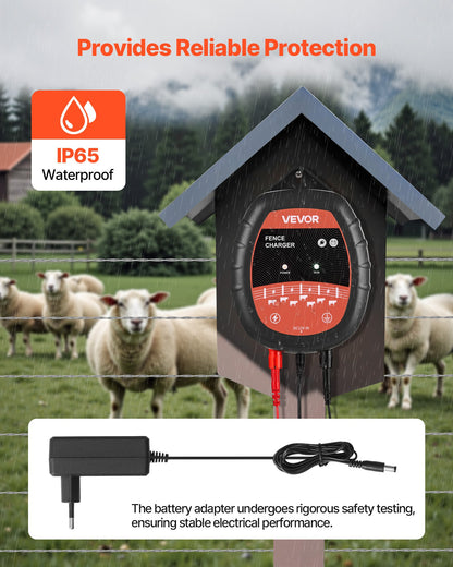 Electric Fence Charger, 10kV 1J, AC DC Electric Fence Energizer with LED Indicator, 3km Range, Powerful Plug-in Fences Charger, Prevents Wild Animals Intrusion for Livestock Poultry