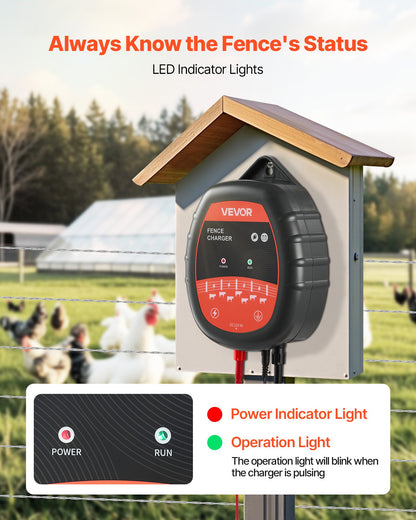 Electric Fence Charger, 10kV 1J, AC DC Electric Fence Energizer with LED Indicator, 3km Range, Powerful Plug-in Fences Charger, Prevents Wild Animals Intrusion for Livestock Poultry