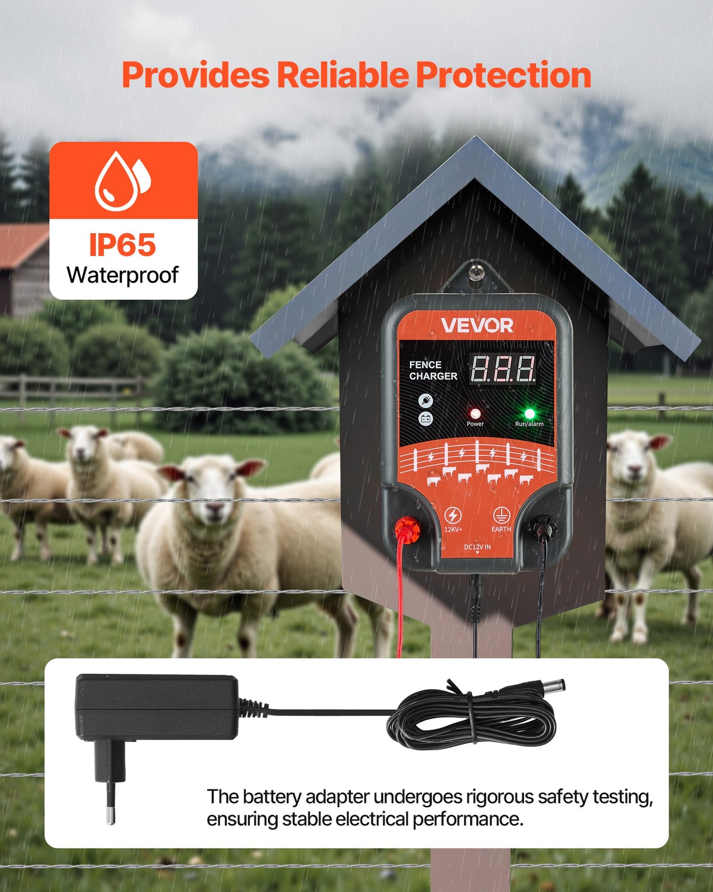 Electric Fence Charger, 10kV 3J, AC DC Electric Fence Energizer with LED Indicator, 3 KM Range, Powerful Plug-in Fences Charger, Prevents Wild Animals Intrusion for Livestock Poultry
