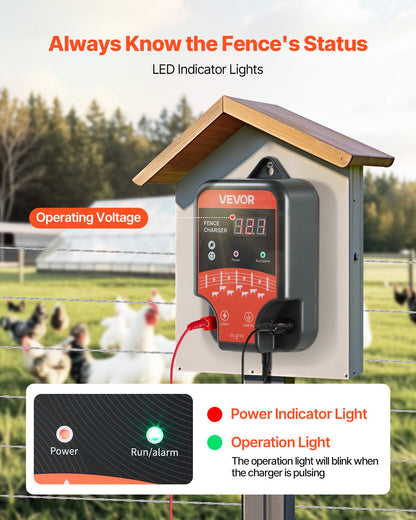 Electric Fence Charger, 10kV 3J, AC DC Electric Fence Energizer with LED Indicator, 3 KM Range, Powerful Plug-in Fences Charger, Prevents Wild Animals Intrusion for Livestock Poultry