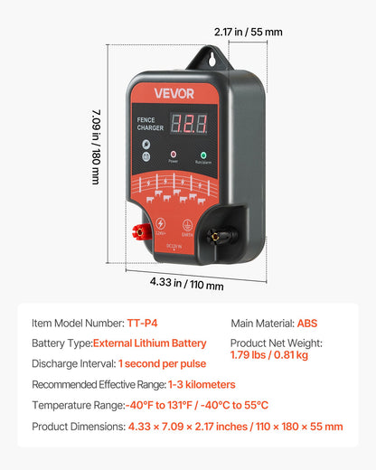 Electric Fence Charger, 10kV 3J, AC DC Electric Fence Energizer with LED Indicator, 3 KM Range, Powerful Plug-in Fences Charger, Prevents Wild Animals Intrusion for Livestock Poultry