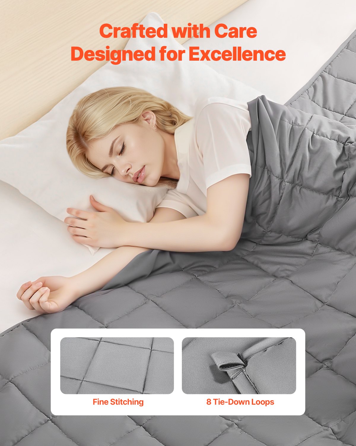 Tyngdtäcke, 9 kg, 225 x 285 cm, king size, svalkande, andningsbar, tungt täcke med glaspärlor, användning året runt, lämplig för vuxna på 90-112 kg, lindring av ångest och stress, förbättrad sömn, grå