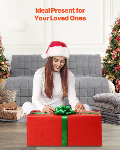 Tyngdtäcke, 11,5 kg, 225 x 285 cm, king size, svalkande, andningsbar, tungt täcke med glaspärlor, användning året runt, lämplig för vuxna på 110-145 kg, lindring av ångest och stress, förbättrad sömn, grå