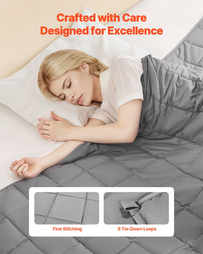Tyngdtäcke, 11,5 kg, 150 x 210 cm, svalkande, andningsbar, tungt täcke med glaspärlor, användning året runt, lämplig för vuxna på 110-145 kg, lindring av ångest och stress, förbättrad sömn, grå