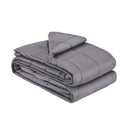 Tyngdtäcke, 11,5 kg, 22,5 x 22,5 cm, king size, mjukt och tungt täcke i 100 % bomull med glaspärlor, andningsbart material, lämplig för vuxna på 11,5-14,5 kg, lindring av ångest och stress, förbättrad sömn, grå