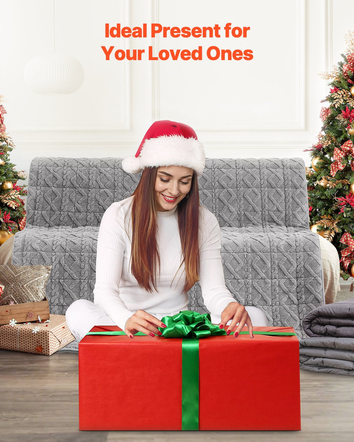 Tyngdtäcke, 9 kg, 150 x 210 cm queen size, tjock sherpafleecefilt med glaspärlor, mjuk, varm och mysig fluffig känsla, för vuxna 90-112 kg, lindring av ångest och stress, förbättrad sömn, grå