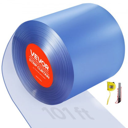 Klar PVC-listgardin, 30,8 m längd x 30,5 cm bredd, värmeisolerande plastdörrlist i bulk, kylgardinremsor för inbyggda frysar, för dörröppningar till stormarknader, garage och lager