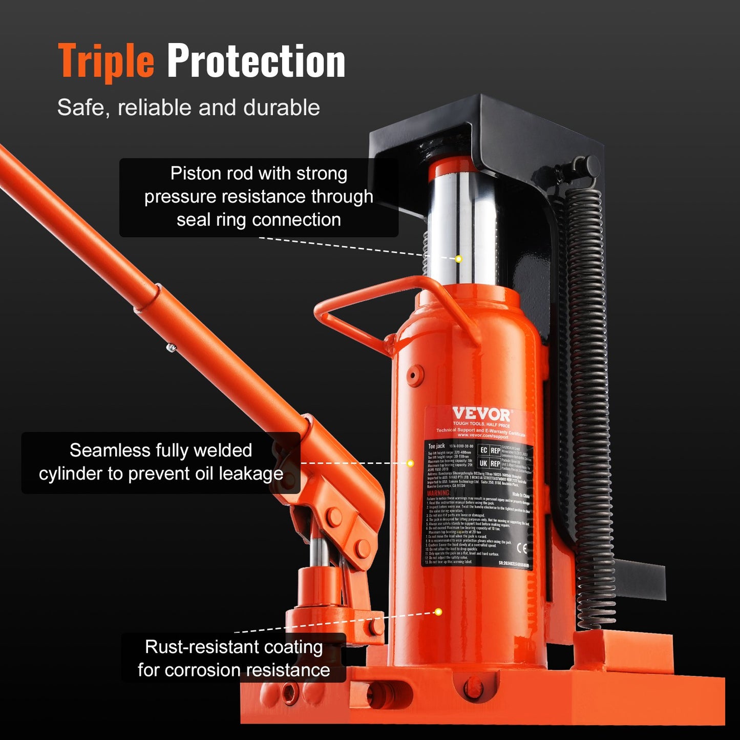 Hydraulic Toe Jack, 10 Ton On Toe Toe Jack Lift, 20 Ton On Top Lift Capacity Machine Jack, 1.2-7.5 in Toe Height, 12.6-18.9 in Top Height, Air Hydraulic Claw Jack for Machinery, Industry