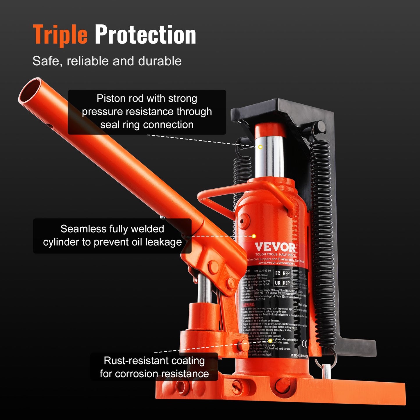 Hydraulic Toe Jack, 2.5 Ton/2268 kg On Toe Toe Jack Lift, 5 Ton/4536 kg On Top Lift Capacity Machine Jack, 0.8-5.3 in/2-13.5 cm Toe Height, 8.9-13.4 in/22.6-34 cm Top Height, Air Hydraulic Claw Jack for Machinery, Industry