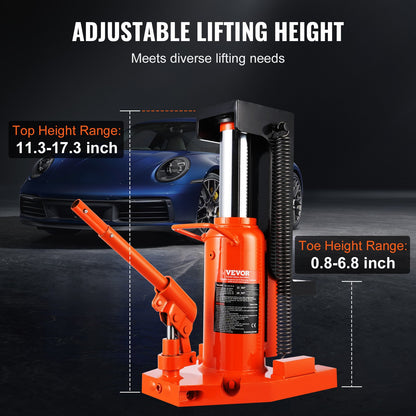 Hydraulic Toe Jack, 5 Ton/4536 kg On Toe Toe Jack Lift, 10 Ton/9072 kg On Top Lift Capacity Machine Jack, 0.8-6.8 in/2-17.3 cm Toe Height, 11.3-17.3 in/28.7-43.9 cm Top Height, Air Hydraulic Claw Jack for Machinery, Industry