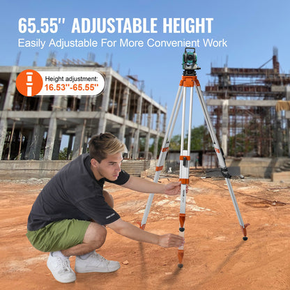 Laser Level Tripod Stand, 5/8"-11 Thread Mount, 16.53-65.55 inch Height Adjustment Heavy Duty Survey Tripod for Construction Laser Level Scanner, Retractable Legs Non-Skid Feet Professional