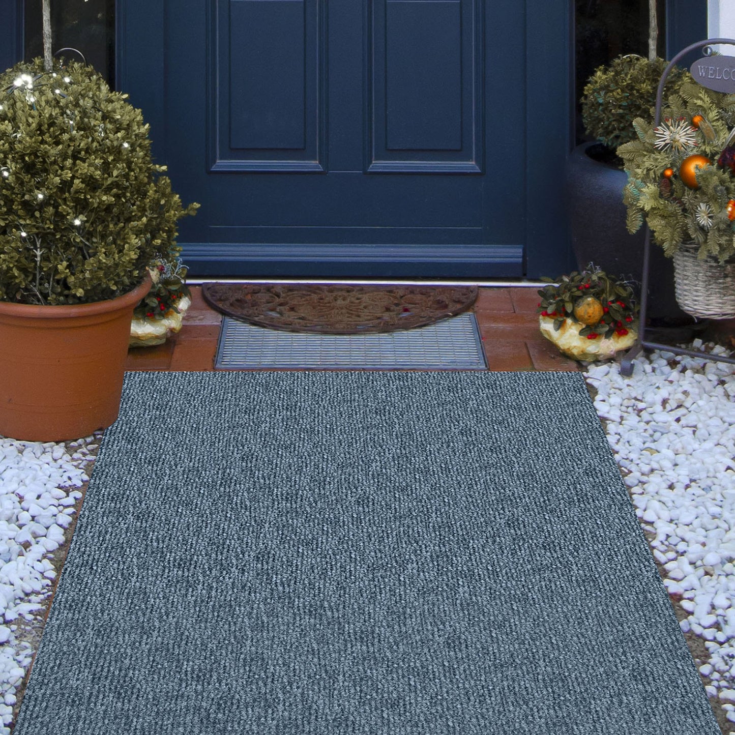 Indoor Outdoor Rug Carpet 5.9x36ft Outdoor Rug with Waterproof Back Outdoor Rug for Patio Porch Deck Garage Outdoor Area Rug Runner Anti-Slide Porch Rug No Mildew Kitchen Carpet(Grey,11M)