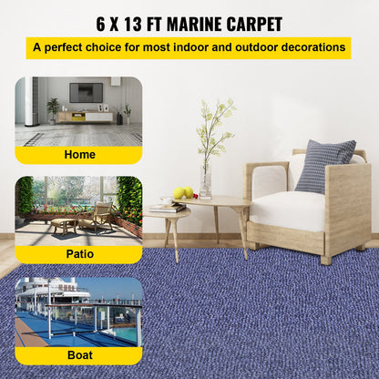 Indoor Outdoor Rug Carpet 5.9x13ft Outdoor Rug with Waterproof Back Outdoor Rug for Patio Porch Deck Garage Outdoor Area Rug Runner Anti-Slide Porch Rug No Mildew Kitchen Carpet(Blue,4M)