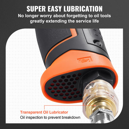 1,27 cm lufttrycksmutterdragare, högt vridmoment upp till 1898,15 Nm, lätt 2,1 kg design, pneumatisk slagpistol med 11 delar 1,27 cm fattning, CR-V stålmutterdragarsats och bärväska