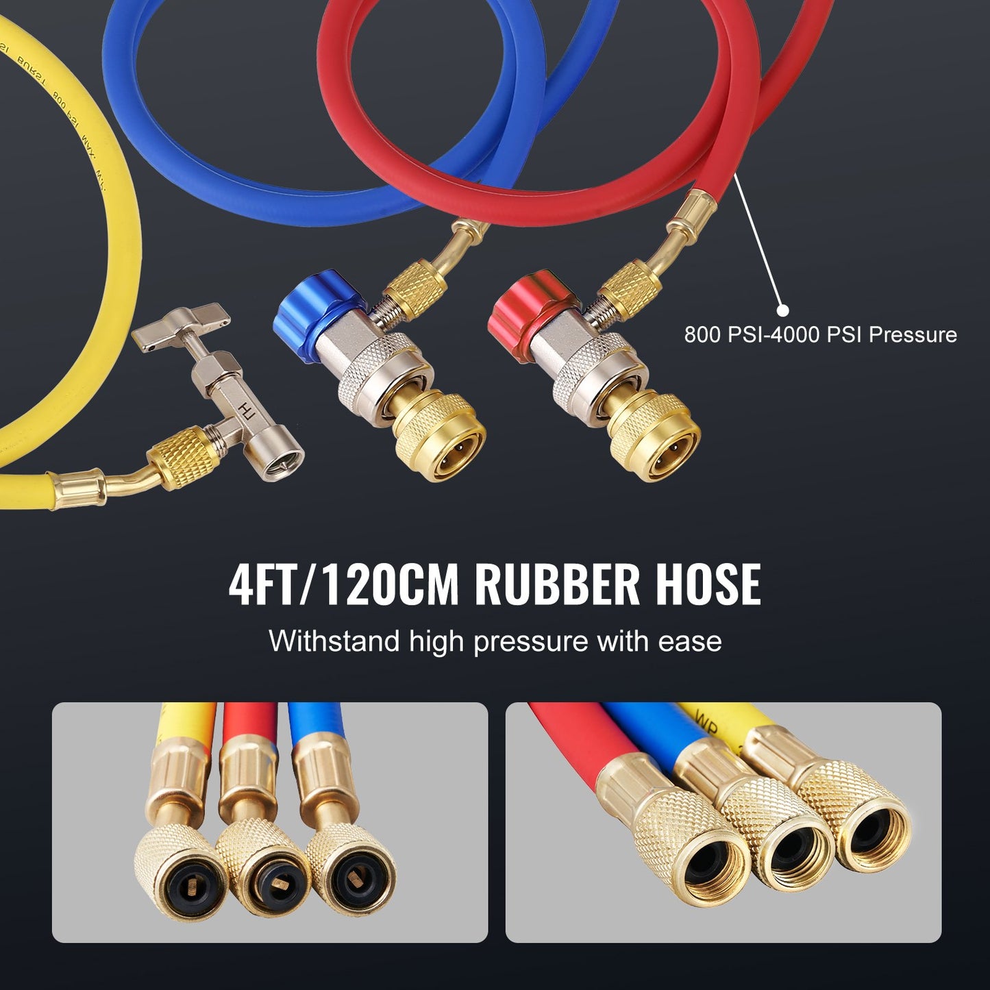 1/5 HP 3.5 CFM AC Vacuum Pump and Gauge Set, Single Stage Rotary Vane HVAC Air Vacuum Pump A/C Refrigerant Kit Manifold Gauge Set, with Three-Color Hose Carry Bag, Applicable to R134a, R1234yf