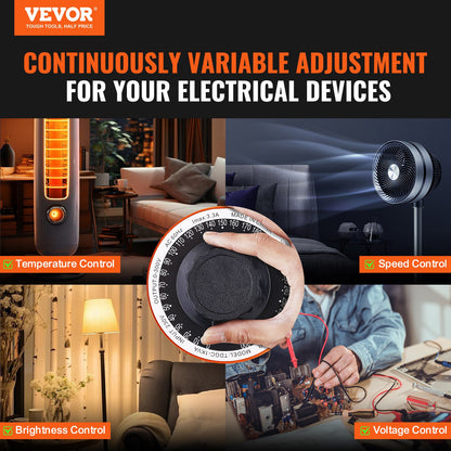 1000VA Auto Variable Voltage Transformer, 3.3 Amp, 230V Input 0-300V Output AC Voltage Regulator Power Supply, with 4 Extra Fuses Thermal Control Switch for Home Industrial Office, CE-Certified