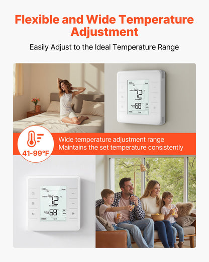 7-Day Programmable Thermostat, Home Thermostats for Heat Pump,Air Conditioner,Underfloor Heating, LED Screen with Backlight & 1Cool+1Heat,Energy-Efficient,Wide Temp Range,White