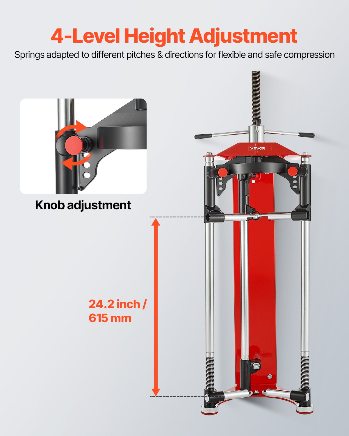 Strut Spring Compressor, 4-level Adjustment, Strut Compressor with Versatile Mounting Options & Multi-Purpose Hooks for Compressing Coil Springs up to 3,000 lbs, Fit for SUVs, Trucks, Pickups