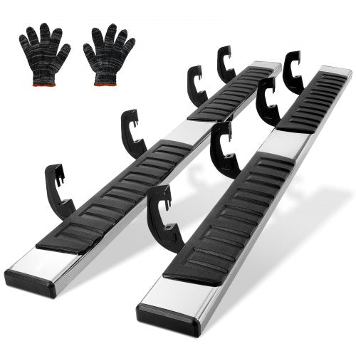 Running Boards, 6" Step Bars Compatible with 2007-2018 Chevy Silverado/GMC Sierra 1500 Crew Cab/2019 2500HD 3500HD 1500 LD, 201 Stainless Steel Side Steps Nerf Bars, 500LBS Capacity, 2 Piece
