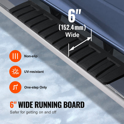 Running Boards, 6" Step Bars Compatible with 2019-2023 Chevy Silverado/GMC Sierra 1500/2020-2024 Silverado/Sierra 2500/3500HD Crew Cab, 201 Stainless Steel Side Steps Nerf Bars, 500LBS, 2 Piece
