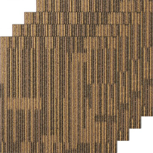Carpet Tiles Reusable, 20"x 20"Carpet Squares With Padding Attached, Soft Padded Carpet Tiles, Easy Install DIY for Bedroom Living Room (12Tiles, Mixed Brown)