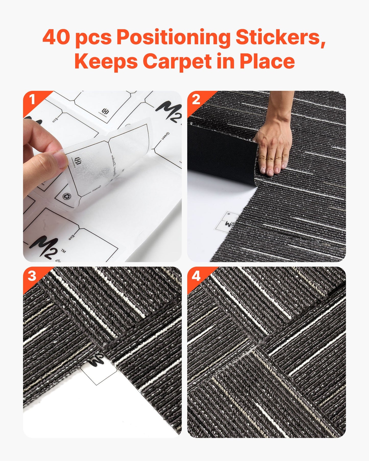 Carpet Tiles Reusable 610x610 mm, 24 PCS Modular Carpet Square Rug, Commercial Floor Soft Padded for Seamless Cover 8.9㎡, Easy DIY Replacement for Living Room Bedroom Office Indoor, Gray