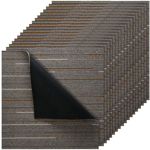 Carpet Tiles Reusable 610x610 mm, 24 PCS Modular Carpet Square Rug, Commercial Floor Soft Padded for Seamless Cover 8.9㎡, Easy DIY Replacement for Living Room Bedroom Office Indoor, Dark Brown