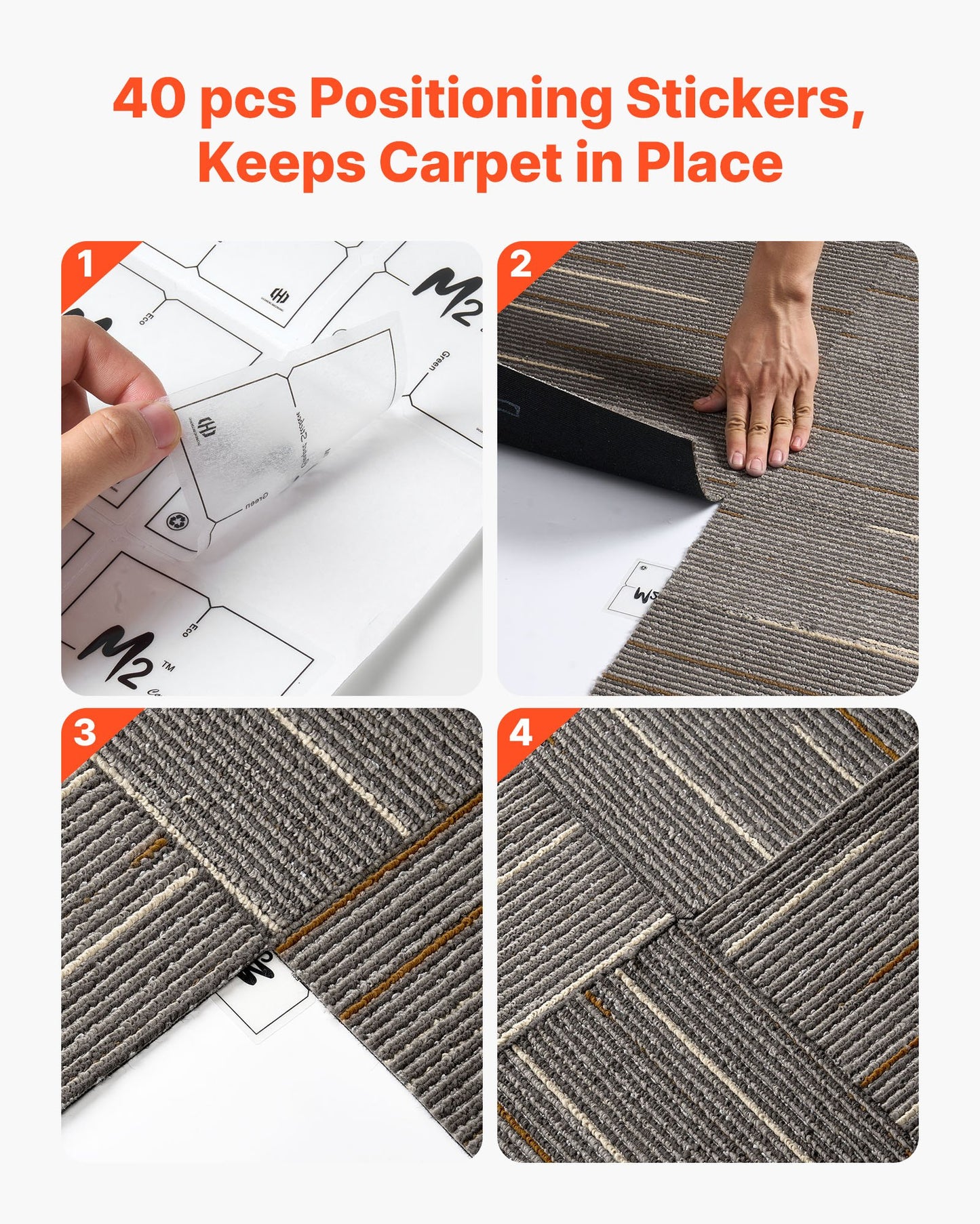 Carpet Tiles Reusable 610x610 mm, 24 PCS Modular Carpet Square Rug, Commercial Floor Soft Padded for Seamless Cover 8.9㎡, Easy DIY Replacement for Living Room Bedroom Office Indoor, Dark Brown