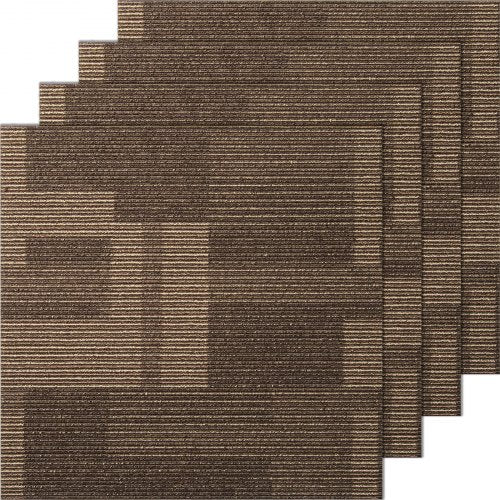 Carpet Tiles Reusable, 24"x 24"Carpet Squares With Padding Attached, Soft Padded Carpet Tiles, Easy Install DIY for Bedroom Living Room (24Tiles, Mixed Brown)