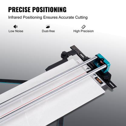 Manual Tile Cutter, 1200mm, Porcelain Ceramic Tile Cutter with Tungsten Carbide Cutting Wheel, Infrared Positioning, Anti-Skid Feet, Double Rails for professional installers or beginners
