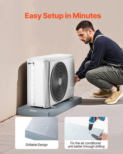 Mini-splitplatta, för kanalfria luftkonditioneringsvärmepumpsystem på 9000-36000 BTU, 960x460x74 mm plastutomhuskondensorutrustning, vibrationsdämpande dynor för värmepumpsystem, maxbelastning 181 kg