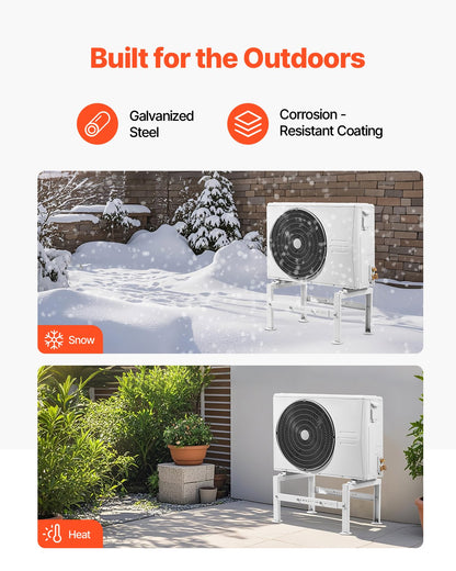 Mini Split Ground Stand, Adjustable Anti-Vibration Mini Split Stand for 9000-60000 BTU Ductless Air Conditioner Heat Pump, Heavy Duty AC Base Bracket Floor Mount w/ 350kg Max. Load Capacity