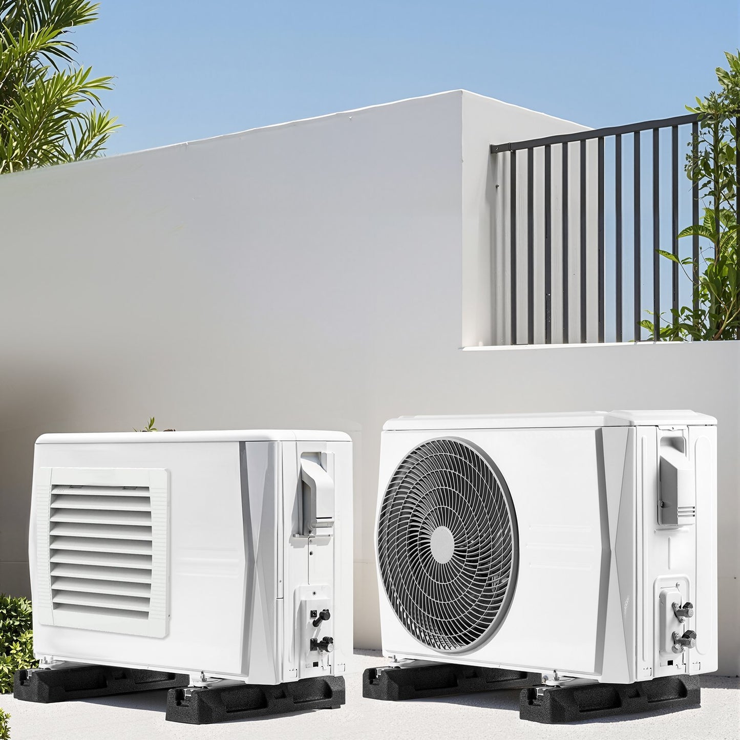 Golvmonteringssats för minisplit-luftkonditioneringssystem, golvmonterad markplatta för 9000-36000 BTU AC-värmepumpsystem, kraftiga antivibrationsdynor i gummi, maxbelastning 1000 kg