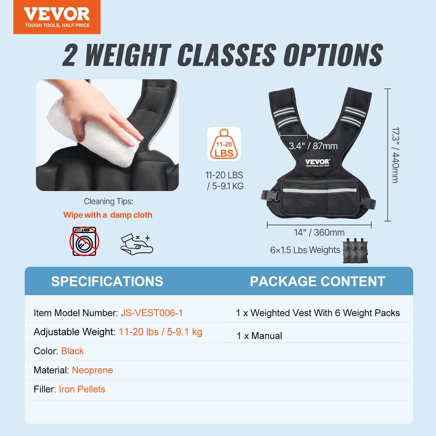 Adjustable Weighted Vest, 11-20lb Weight Vest with 6 Ironsand Weights and Reflective Stripe, Body Weight Vest Exercise Set for Men Women, Workout Equipment for Strength Training Running Jogging