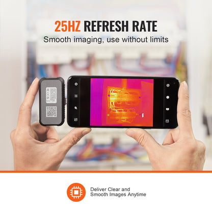 Värmekamera för Android, 256 x 192 IR-upplösning infraröd värmekamera med visuell kamera, 25Hz uppdateringsfrekvens värmekamera för smartphone/surfplatta, temperaturområde -4-1022°F, IP54