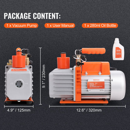 5 CFM Vacuum Pump Air Conditioning Vacuum Pump 2 Stage Rotary Vane HVAC