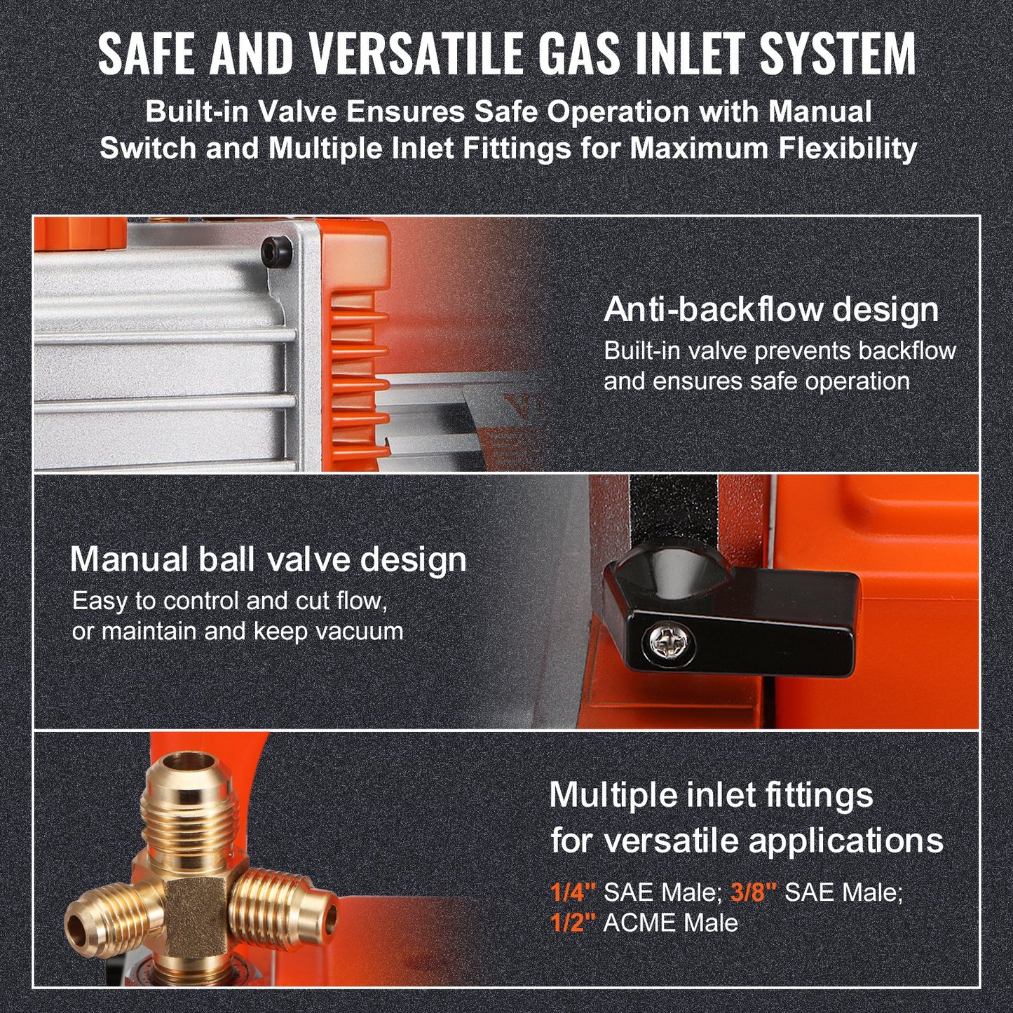 5 CFM vakuumpump luftkonditioneringsvakuumpump 2-stegs roterande lamell HVAC