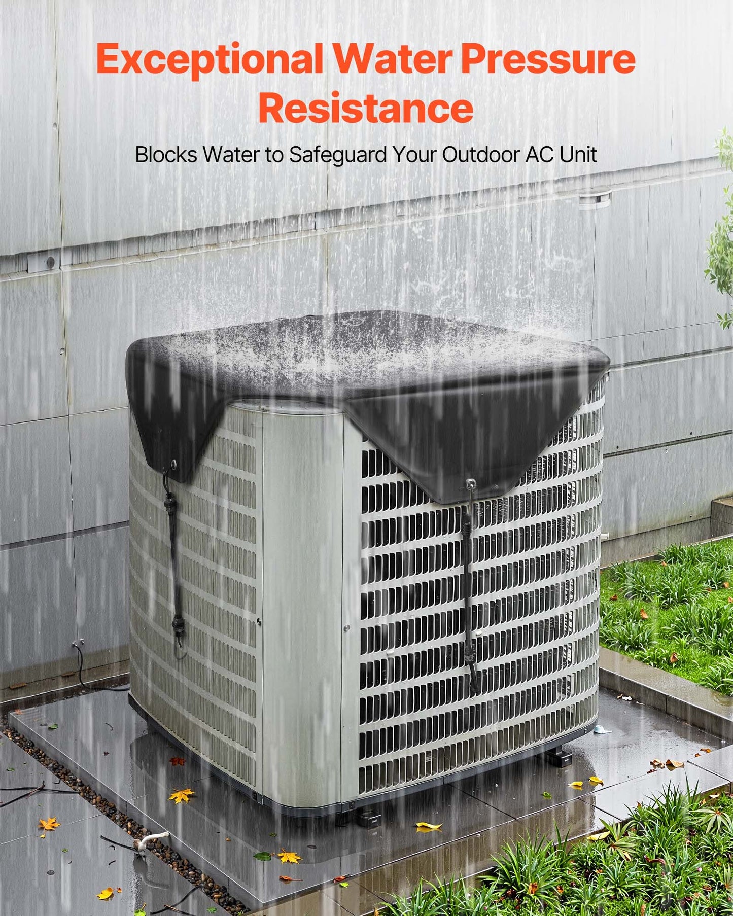 Air Conditioner Cover for Outside Units, 910 x 910 mm Central AC Cover for Air Conditioning Unit, Top Universal Mesh Defender Rainproof Easy Install for Outdoor Outside All Seasons, Black