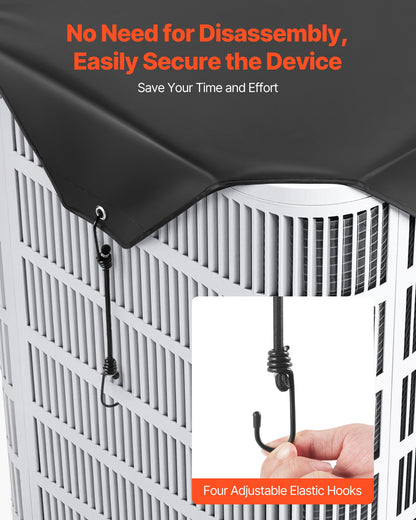 Air Conditioner Cover for Outside Units, 910 x 910 mm Central AC Cover for Air Conditioning Unit, Top Universal Mesh Defender Rainproof Easy Install for Outdoor Outside All Seasons, Black