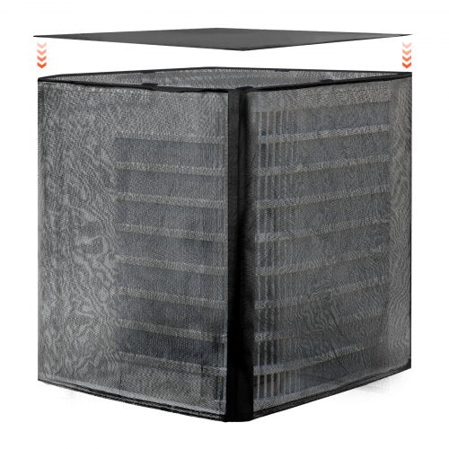 Luftkonditioneringsskydd, 711 x 711 x 812 mm AC-skydd för luftkonditioneringsenhet, dubbelt lager, avtagbart skydd, vattentät polyester, universellt HVAC-skydd för utomhus- och utomhus-AC-enhet, svart