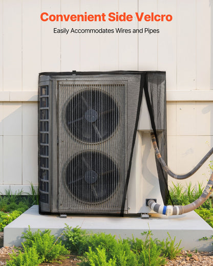 Luftkonditioneringsskydd, 711 x 711 x 812 mm AC-skydd för luftkonditioneringsenhet, dubbelt lager, avtagbart skydd, vattentät polyester, universellt HVAC-skydd för utomhus- och utomhus-AC-enhet, svart