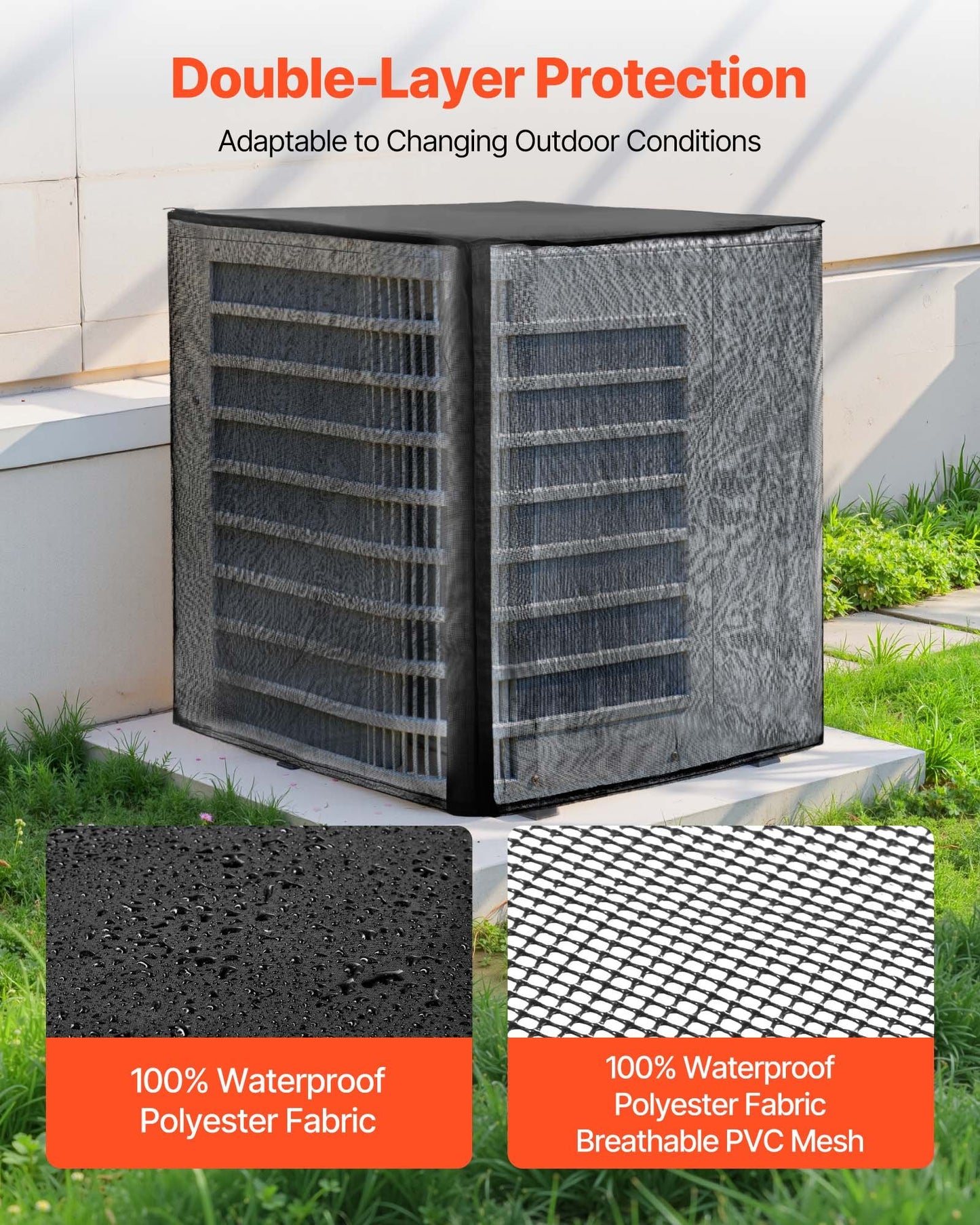 Air Conditioner Cover, 914 x 914 x 1010 mm Ac Cover for Air Conditioning Unit, Dual-Layer, Detachable Canopy,Waterproof Polyester, Universal HVAC Protector for Outdoor Outside Ac Unit, Black
