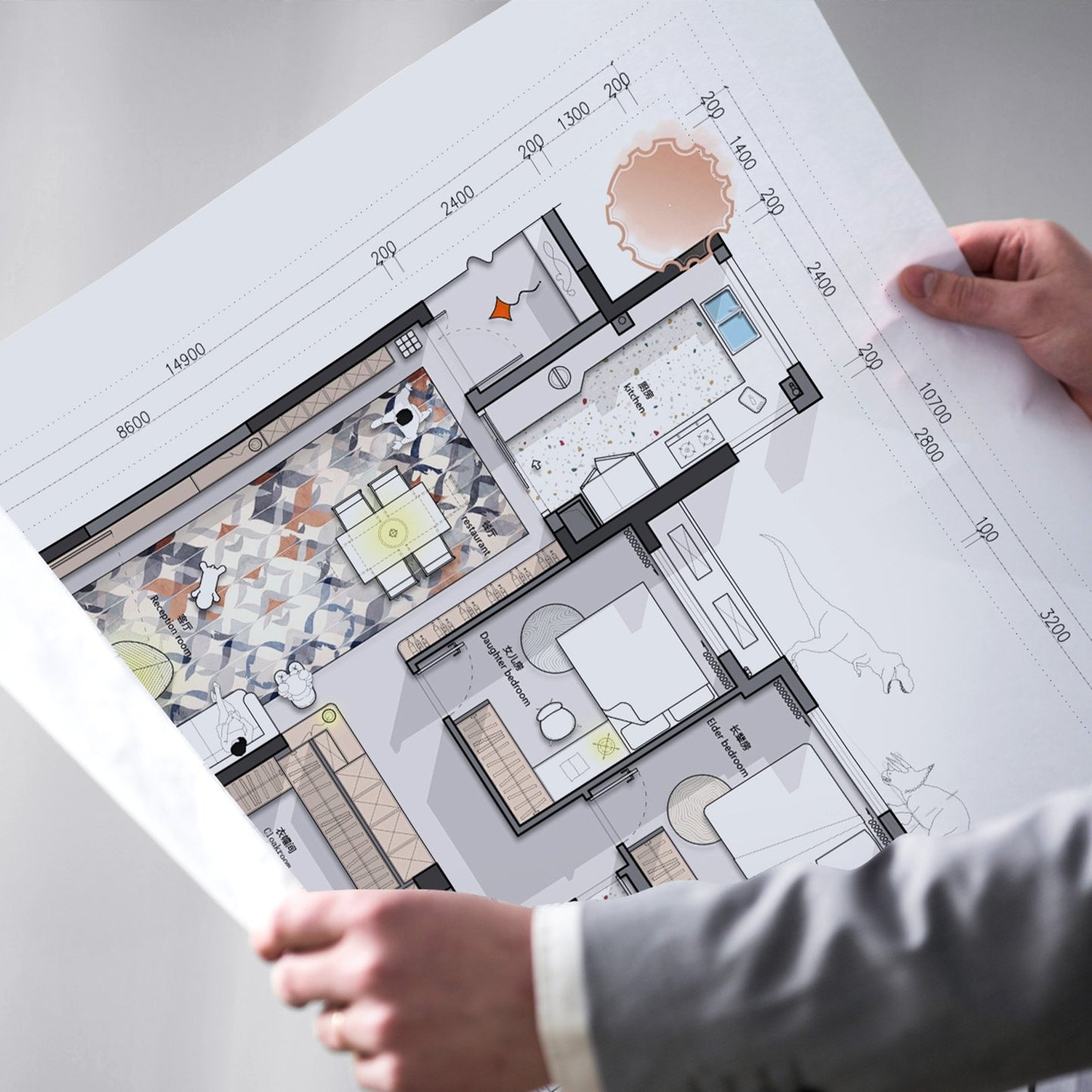 Bredformatspapper, plotterrulle 609,6 mm x 45,7 m, 2 rullar CAD-pappersrullar med 50,8 mm kärna, 80 GSM plotterrullar, för CAD-ritningar, tekniska planer, GIS-kartor och arkitektoniska designer
