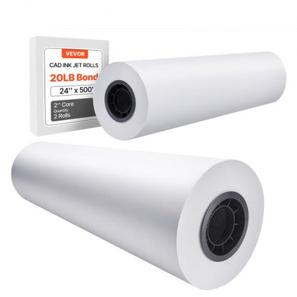 Wide Format Paper, 61 cm x 152.4 m Plotter Paper, 2 Rolls CAD Bond Rolls with 7.62 cm Core, 75 g/m² Bond Paper Rolls, Idea for CAD Drawings, Engineering Plans, GIS Maps & Architectural Designs
